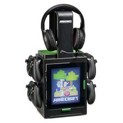 Numskull Minecraft Minecraft Gaming Locker met ledverlichting, houder voor PS4/PS5 en Xbox Series X|S, meerdere led-verlichtingsinstellingen, officiële Minecraft merchandise