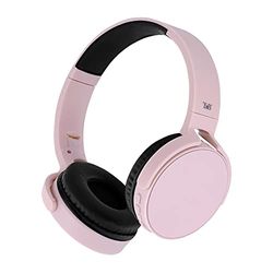T'nB - Cuffie senza fili Bluetooth 5.0, modello singolo 2, 8 ore di ascolto. Regolabile, porta jack, confortevole, microfono e controlli integrati, per lo sport e gli allenamenti – rosa