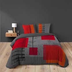 Douceur D'Intérieur 1640987 Conjunto de cama para 2 pessoas, capa nórdica + 2 fronhas de almofada, impressão de 220 x 240 cm