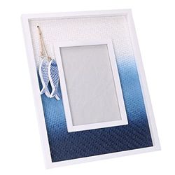Vacchetti Giuseppe Lot de 2 cadres photo de table en bois de mer Rectangulaire, blanc/bleu, Petit