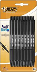 BIC Soft Feel Click Grip Ballpoint Pens, 1.0 mm Retractable Point, Soft-Touch Rubber Grip, Black, pack of 15