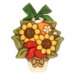 THUN, Formella con Girasoli in Ceramica Decorata a Mano, Versione Grande, Idea Regalo, 21 x 22.5 x 4.5 cm