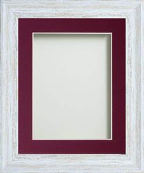 Frame Company Lynton Rustic White Photo Frame with Plum Mount, 12x10 for 10x8 inch, fitted with perspex