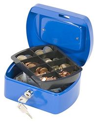 Q-Connect Caja Caudales 6" 152x115x80 Mm Azul Con Portamonedas, KF02608