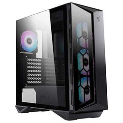 MSI MPG GUNGNIR 110R Caja PC Media Torre - Vidrio Templado, ATX, M-ATX y Mini-ITX, 4 Ventiladores ARGB 120mm con Controlador, Filtro de Polvo Magnético, USB 3.2 Gen2 x2 Tipo C, Puertos Gen1 Tipo A