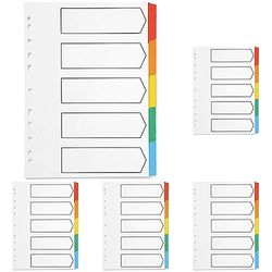 Q-Connect 5-Part Index Multi-Punched Reinforced Board Multi-Colour Blank Tabs A4 White KF01525 (Pack of 5)