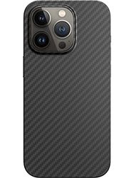 Black Rock - Funda de Carbono Ultra Fina Apta para Apple iPhone 14 Pro | Funda para teléfono móvil de aramida, Funda de Fibra, Carga inalámbrica, Premium (Negro)