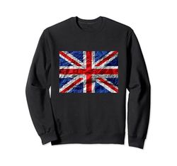 Cool Retro UK Distressed Flag Illustration Graphic Designs Sudadera