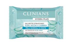 CLINIANS | Lingettes démaquillantes Hydra Plus, testées sous contrôle ophtalmologique, Made in Italy, paquet de 25 lingettes