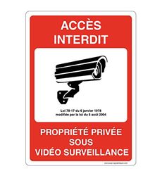 AUA SIGNALETIQUE - Verkeersbord met afgeronde hoeken – toegang verboden eigendom onder videobewaking – 210 x 300 mm, aluminium Dibond 3 mm