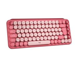 Logitech POP Keys Mechanical Wireless Keyboard with Customisable Emoji Keys, Durable Compact Design, Bluetooth or USB Connectivity, Multi-Device, OS Compatible - Heartbreaker