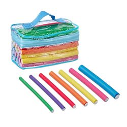 Relaxdays Bigodini Flessibili per Capelli Ricci Senza Calore, Set 48 Bigodi Morbidi per Piega, Lunghi e Corti, Colorati
