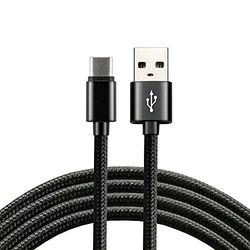 everActive USB USB C/Type C kabel, nylon kabel, snel opladen met maximaal 3 A, 200 cm lang, zwart, model: CBB-2CB
