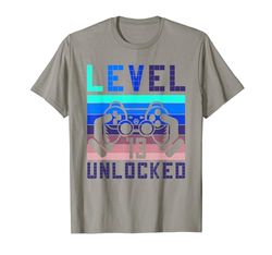 Funny 13th Birthday Level 13 Unlocked Retro Gamer Teenager Camiseta
