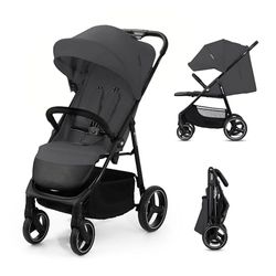 Kinderkraft TRIG 3, Silla de Paseo, Ligera y manejable, Suspensión, Cinturón de 5 puntos, Reposapiés, Ajustable, Carga máxima de 25 kg, Gris