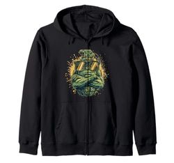 Funny Grenade with Bold Shades Costume Zip Hoodie