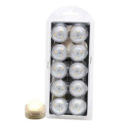 Dekohelden24 Juego de 10 luces LED de plástico con 3 diodos giratorios, resistentes al agua, color blanco cálido, dimensiones: 3 x 3 x 2,5 cm