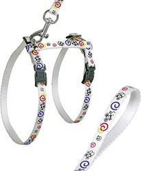 Flamingo Art Sportive Harness + Lead for Cats Mouse 10 mm White