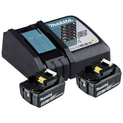 Makita 197570-9 Power Source Kit - Juego de 2 baterías para Herramientas eléctricas (con estación de Carga), Color Azul