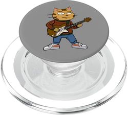 Divertido Chill Gato Tocando Una Guitarra Chicos Meme Rock & Roll PopSockets PopGrip para MagSafe