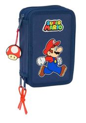 Super Mario Trick Schooletui met 37 gebruiksvoorwerpen, kindermapje, ideaal voor kinderen van 5 tot 14 jaar, comfortabel en veelzijdig, kwaliteit en duurzaamheid, 12,5 x 5,5 x 19,5 cm,