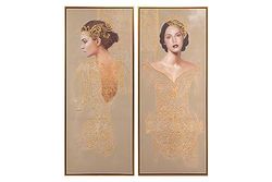 Set van 2 afbeeldingen voor dames, met gouden lijst, 50 x 4 x 120 cm