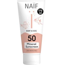 Naïf - Crema solare con formula minerale - per bambini e ragazzi - SPF 50 - Senza octocrilene - Protezione UVA e UVB - Dermatologicamente testata - Rispettosa dell'ambiente e dei coralli - 175ML