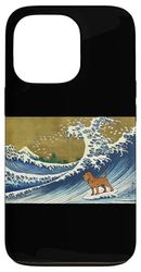 Funny Retro Vintage Surfing A Great Wave Bloodhound Lover Coque pour iPhone 13 Pro