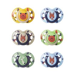 Tommee Tippee Sucettes Fun, Forme Orthodontique Symétrique, Silicone sans BPA, 6-18 Mois, Lot de 6