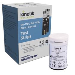 Kinetik Wellbeing Blood Glucose Test Strips, Pack of 50 - Compatible with Kinetik Monitor BG-710 - Home Diabetic Glucose Strips Used by The NHS - for Blood Sugar Level Monitors & Diabetes Management