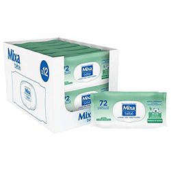 Mixa Bébé - Lingettes à L'eau très pure - Fibres d'origine végétale - Hypoallergénique - Lot de 12 x 72 Lingettes