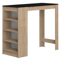 TEMAHOME Aravis Mesa bar com armazenamento, placa de partículas de melamina, bege (carvalho)/preto, 115 x 50 x 102,7 cm