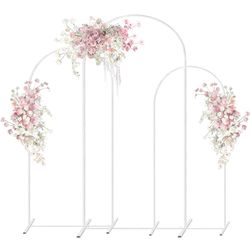 PATPROPS Support en métal pour Toile de Fond de Mariage, 3 pièces pour cérémonie de Mariage, fête d'anniversaire, décoration d'arche de Ballons (Blanc)