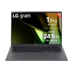 LG gram 16Z90S-G.AD76B - Ordenador Portátil Ultraligero, 16 Pulgadas, 1.1kg, 16:10 IPS, Intel Core Ultra 7, 32GB RAM, 512GB SSD, Windows 11, 24,5 h de Autonomía, Gris Carbón