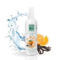 MENFORSAN Eau de Toilette pour Chiens Vanille et Orange 125ml, Effet déodorant, Parfum doux, fruité et durable