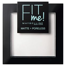 Maybelline New York Cipria Fit Me Matte&Poreless, Finish Opacizzante e Fissante, Pennello e Specchietto Inclusi, Translucent (90),