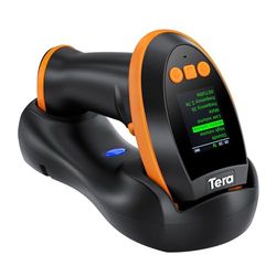 Tera Trådlös streckkodsläsare 1D 2D QR Pro Series digital konfigurationsskärm, ultrasnabb skanningshastighet, bluetooth, USB-kabel, instruktioner på engelska HW0009