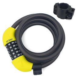 urban UR454L Câble Cadenas en Acier Flexible à Combinaison Ø12, 180cm avec Code de sécurité Antivol résistant aux vélos Compact Transport Facile Unisex-Adult, Noir, L