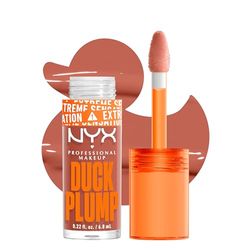 NYX Professional Makeup Duck Plump, Brillo de Labios, Efecto Volumen Instantáneo, Con Jengibre Picante, Fórmula Vegana, Tono: Apri Caught