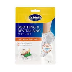Dr. Scholl's Soothing and Revitalising Foot Mask for Tired, Achy Feet - Helps Your Feet Feel Relaxed, Moisturising Socks, Softens and Moisturises with Epsom Salt, Menthol, Shea Butter and Lavender
