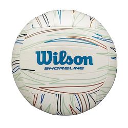 Wilson Pallone da Pallavolo SHORELINE Eco, Gen Green, Fodera in EVA Ricavata da Canna da Zucchero, Uso all'Aperto, Pallone da Beach Volley, Bianco/Blu