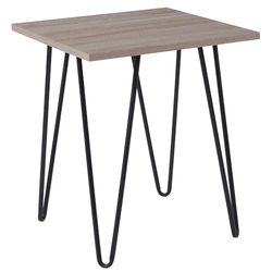 Flash Furniture Mesa auxiliar Oak Park Collection com acabamento em grão de madeira com pernas de metal, materiais sintéticos, Driftwood, End Table