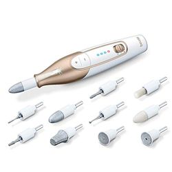 Beurer MP64, set per manicure e pedicure, lima elettrica senza fili, con 10 accessori e batteria potente, luce di precisione, trapano per unghie con custodia per uso domestico