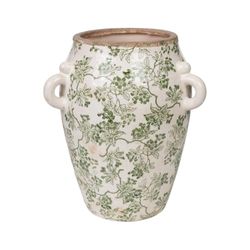 Romimex Florero Verde Beige Porcelana 19 x 23 x 19 cm con Asas