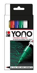 Marabu YONO 124000003999 Lot de 6 marqueurs à pointe ronde japonaise 0,5-1,5 mm à base d'eau, résistant à la lumière et imperméable à l'eau, pour presque toutes les surfaces