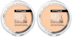 Maybelline Powder Foundation, Long-lasting 24H Wear, Medium to Full Coverage, Transfer, Water & Sweat Resistant, SuperStay 24H Hybrid Powder Foundation, 06 (Pack of 2)