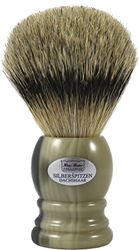 Hans Baier Exclusive - Pennello da barba in vero pelo di tasso argentato, manico in plastica effetto orno, misura 2, 61 g