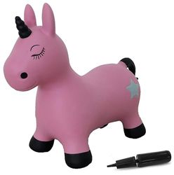 JAMARA 460453-Animale salterino Unicorno pompa-Sviluppa equilibrio e capacitá motorie, Robusta, Resistente, Facile da riporre, Colore Rosa, 460453