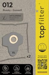 TopFilter 012, 2 sacs aspirateur pour Bluesky, Gisowatt, boîte de sacs d'aspiration en non-tissé, 2 sacs à poussière (60 x 30 x 0,1 cm), Blanc
