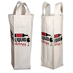 Bonamaison Bolsa de Vino de Lona de algodón con impresión Digital, Bolsa de Botella, Tapas de Botella de Vino, Bolsa de Soporte para Vino, tamaño: 16,5 x 31,5 x 7,5 cm